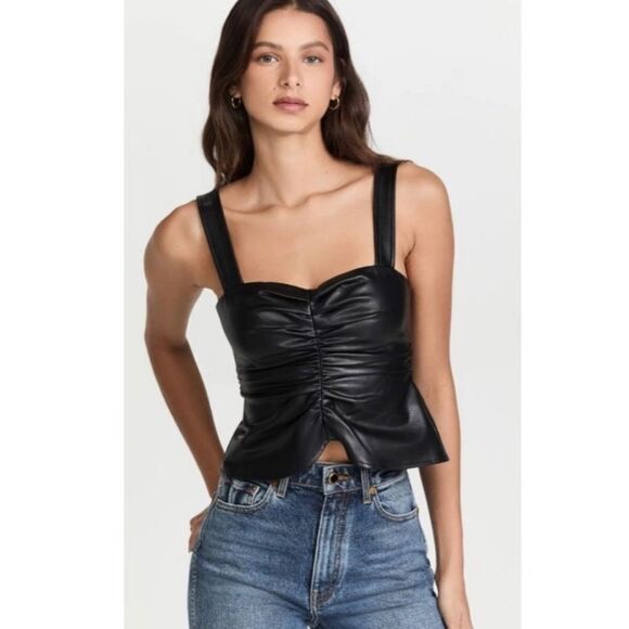 A.L.C Leather Black Top Lauryn II Top - Picture 1 of 9